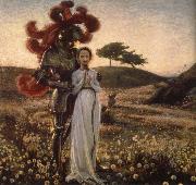 Richard Bergh Knight and The virgin oil painting on canvas